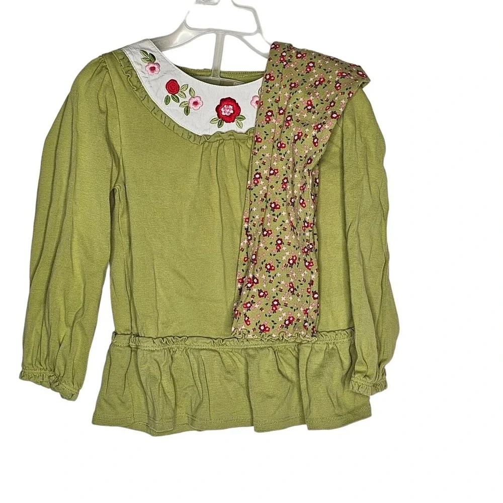 Gymboree Fall Green Outfit Set Tunic Top Leggings Green Floral 5T‎